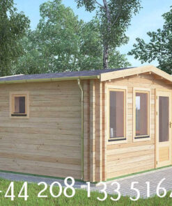4m x 4m HIGHLY Insulated twin skin 44mm x 44mm log cabin, one bed, and shower room - 585