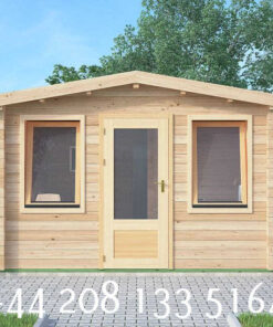 4m x 4m Highly Insulated twin skin 44mm x 44mm log cabin, one bed, and shower room - 583