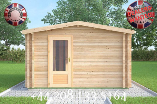 4m x 4m Insulated twin skin 44mm x 44mm log cabin, one bed, and shower room 2 utility rooms - 591