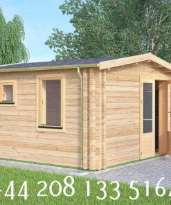4m x 4m Insulated twin skin 44mm x 44mm log cabin, one bed, and shower room - 590