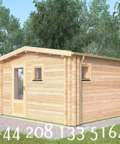 4m x 4m highly Insulated twin skin 44mm x 44mm log cabin, one bed, and shower room - 582