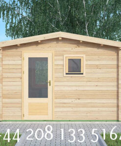 4m x 4m highly Insulated twin skin 44mm x 44mm log cabin, one bed, and shower room - 582