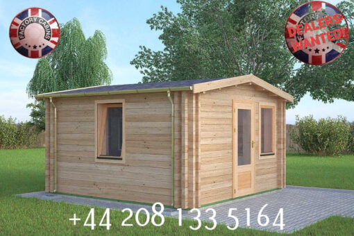 4m x 4m highly Insulated twin skin 44mm x 44mm log cabin, one bed, and shower room - 577 (4.0m x 4.0m) Cardiff‎