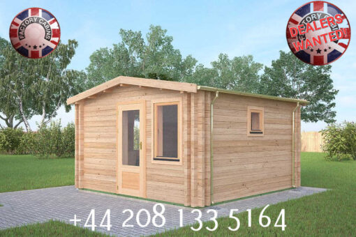 4m x 4m highly Insulated twin skin 44mm x 44mm log cabin, one bed, and shower room - 577 (4.0m x 4.0m) Cardiff‎