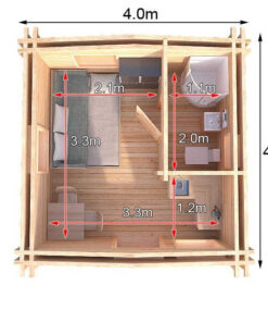 4m x 4m highly Insulated twin skin 44mm x 44mm log cabin, one bed, and shower room - 577 (4.0m x 4.0m) Cardiff‎