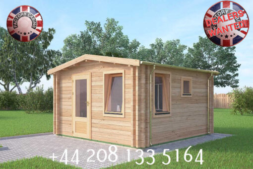 4m x 4m highly Insulated twin skin 44mm x 44mm log cabin, one bed, and shower room with utility room - 579 (4.0m x 4.0m) Tiverton