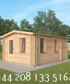 4m x 5m highly Insulated twin skin 44mm x 44mm log cabin, one bed, and shower room, 1 utility room .... 20231