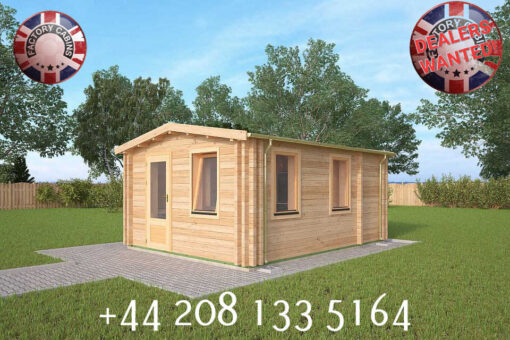4m x 5m highly Insulated twin skin 44mm x 44mm log cabin, one bed, and shower room, 1 utility room .... 20231