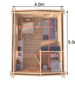 4m x 5m highly Insulated twin skin 44mm x 44mm log cabin - 565 (4.0m x 5.0m) Whitehall