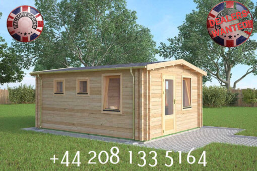 4m x 5m highly Insulated twin skin 44mm x 44mm log cabin, one bed, and shower room, 2utility room - 569 (4.0m x 5.0m) Wembley