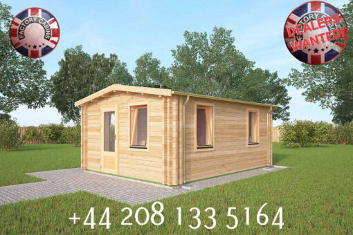 4m x 5m highly Insulated twin skin 44mm x 44mm log cabin, one bed, and shower room, 2utility room - 569 (4.0m x 5.0m) Wembley