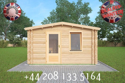 4m x 5m highly Insulated twin skin 44mm x 44mm log cabin, one bed, and shower room, 2utility room - 569 (4.0m x 5.0m) Wembley