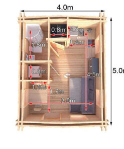 4m x 5m highly Insulated twin skin 44mm x 44mm log cabin, one bed, and shower room, 2utility room - 569 (4.0m x 5.0m) Wembley