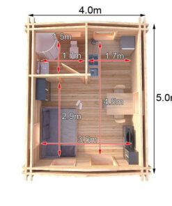 4m x 5m highly Insulated twin skin 44mm x 44mm log cabin, one bed, and shower room - 573 (4.0m x 5.0m) Sevenoaks