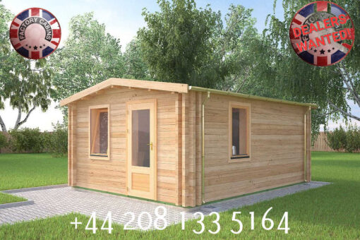 4m x 5m highly Insulated twin skin 44mm x 44mm log cabin, one bed, and shower room, utility room - 574 (4.0m x 5.0m) Hampstead
