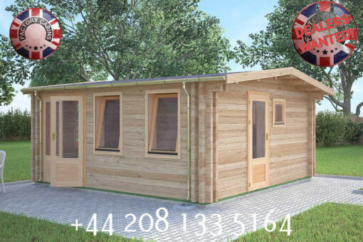 5m x 5m Insulated Garden Twin Skin Cabin, 44mm x 44mm, 1 single , 1 double entrance door separate 1 bed, with Bath and Utility Room perfect for students and sort term accommodation - 601
