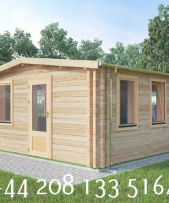 5m X 5m Insulated Garden Twin Skin Log Cabin, 1 bedroom and bath - 607