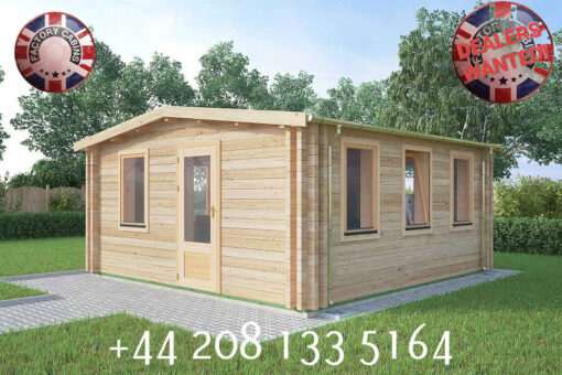 5m X 5m Insulated Garden Twin Skin Log Cabin, 1 bedroom and bath - 607