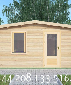 5m X 5m Insulated Garden Twin Skin Log Cabin, 44mm x 44mm, 1 bed and Bath and Utility Room - 608