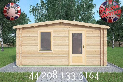 5m X 5m Insulated Garden Twin Skin Log Cabin, 44mm x 44mm, 1 bed and Bath and Utility Room - 608