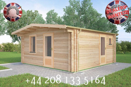 5m X 5m Insulated Garden Twin Skin Cabin 44mm x 44mm 2 door separate 1 bed, with Bath and Utility Room - 606