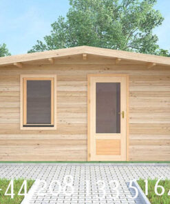 5m X 5m Insulated Garden Twin Skin Cabin 44mm x 44mm 2 door separate 1 bed, with Bath and Utility Room - 606