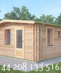 5m x 5m Insulated Garden Twin Skin Cabin 44mm x 44mm 1 door entrance, separate 1 bed, separate shower and 2 Utility Room - 595