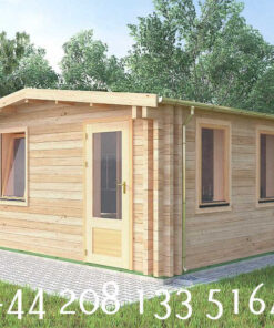5m x 5m Insulated Garden Twin Skin Cabin 44mm x 44mm 1 door entrance, separate 1 bed, sperate shower and Utility Room - 597