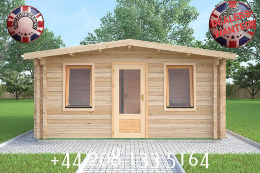 5m x 5m Insulated Garden Twin Skin Cabin 44mm x 44mm 1 door entrance, separate 1 bed, separate shower and Utility Room - 596