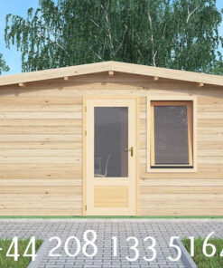 5m x 5m Insulated Garden Twin Skin Cabin 44mm x 44mm 2 door entrance, separate 1 bed, sperate shower and 1 Utility Room - 594