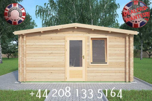 5m x 5m Insulated Garden Twin Skin Cabin 44mm x 44mm 2 door entrance, separate 1 bed, sperate shower and 1 Utility Room - 594