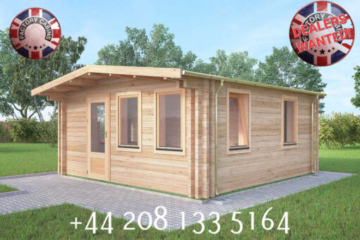 5m x 5m Insulated Garden Twin Skin Cabin 44mm x 44mm 2 door separate 1 bed, with Bath and Utility Room - 605