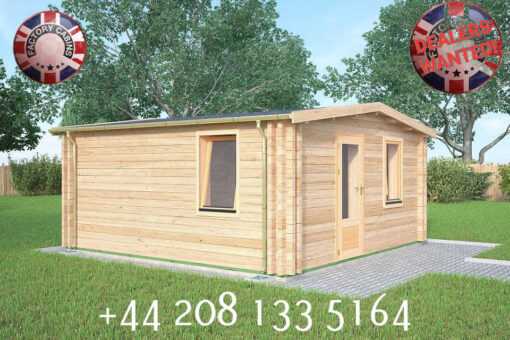 5m x 5m Insulated Garden Twin Skin Cabin 44mm x 44mm 2 door separate 1 bed, with Bath and Utility Room - 603