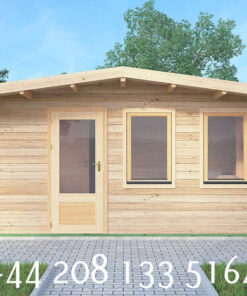 5m x 5m Insulated Garden Twin Skin Cabin 44mm x 44mm 2 door separate 1 bed, with Bath and Utility Room - 605