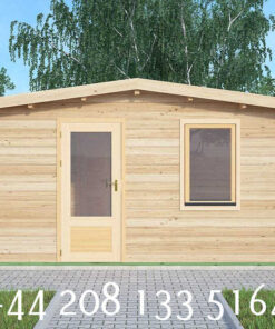 5m x 5m Insulated Garden Twin Skin Cabin 44mm x 44mm, 2 door separate 1 bed, with Bath and Utility Room - 604