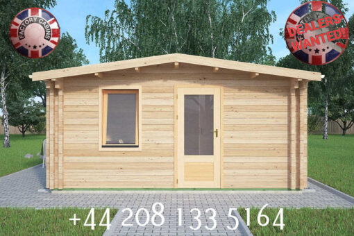 5m x 5m Insulated Garden Twin Skin Log Cabin 44mm x 44mm 2 door separate 1 bed, with shower and Utility Room - 599
