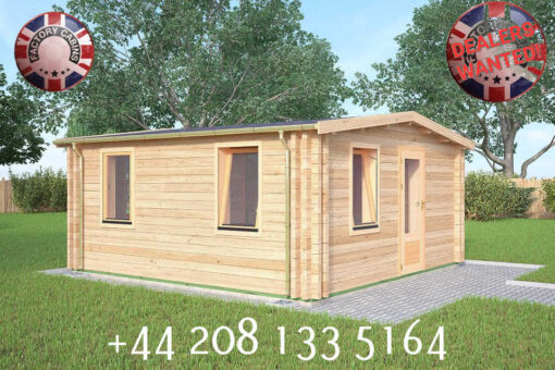 5m x 5m Insulated Garden Twin Skin Cabin 44mm x 44mm 2 door separate 2 bed, with shower and Utility Room - 598