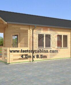 Insulated Twin Skin Multiroom Log Cabin – 4.0m x 8.5m – FC 3082