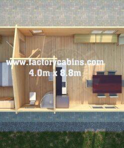 Insulated Twin Skin Multiroom Log Cabin – 4.0m x 8.8m – FC 3086