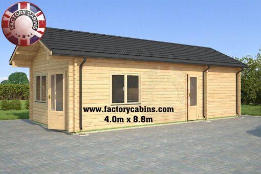 Insulated Twin Skin Multiroom Log Cabin – 4.0m x 8.8m – FC 3086