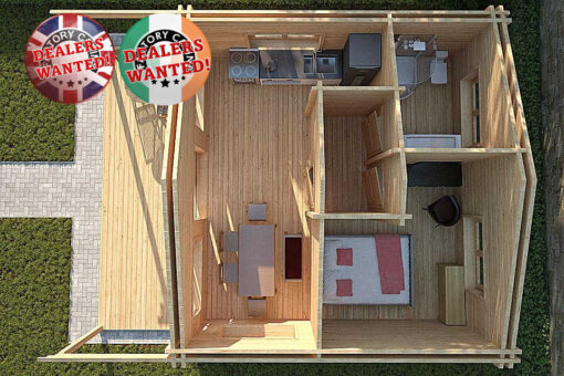 Residential Type TwinSkin Log Cabin - 6.0m x 7.7m - FC 0033
