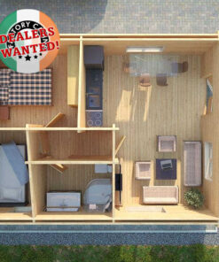 Residential Type TwinSkin Log Cabin - 6.0m x 8.0m - FC 3099