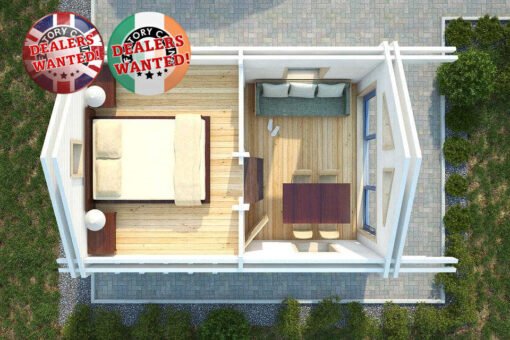 Residential Type TwinSkin Log Cabin - 4.0m x 5.7m - FC 3125