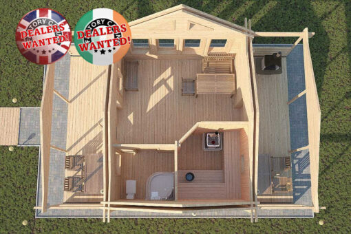 Residential Type Log Cabin - 5.7m x 8.7m - FC 0329 Sauna