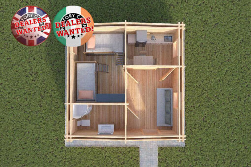 Residential Type TwinSkin Log Cabin - 5.5m x 5.5m - FC 0547