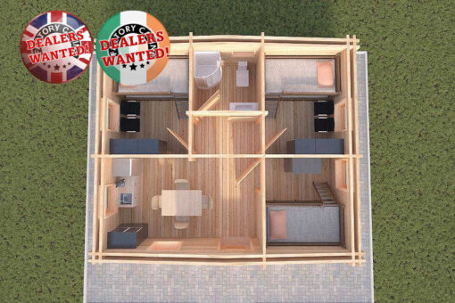 Residential Type TwinSkin Log Cabin - 6.5m x 5.5m - FC 0552
