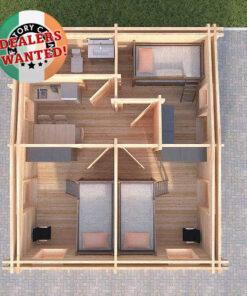 Residential Type TwinSkin Log Cabin - 5.5m x 6.5m - FC 0556