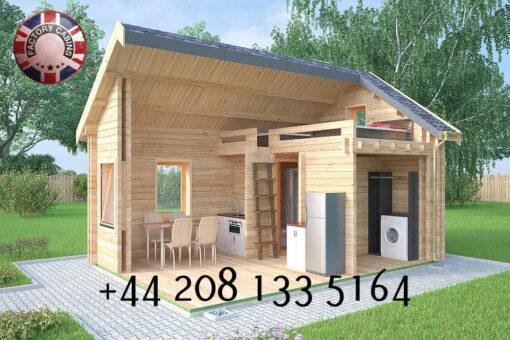 Highly Insulated Micro Studio Log Cabin – Tiny House 4.0m x 5.7m – FC 620