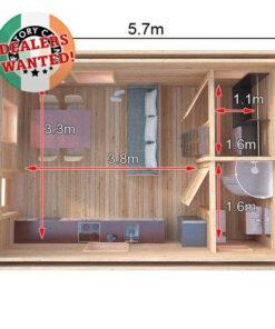 Residential Type TwinSkin Log Cabin - 4.0m x 5.7m - FC 0624