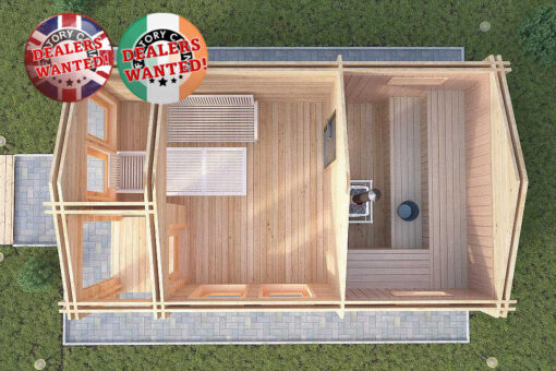 Residential Type TwinSkin Log Cabin - 3.5m x 6.0m - FC 0628 Sauna